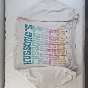 Vintage Rare 1982 Hussong's Cantina White Rainbow Long Sleeve Sweatshirt